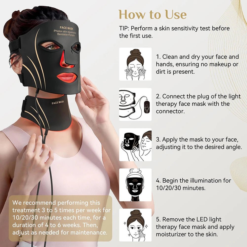 7 Color LED Face & Neck Mask – Flexible Silicone Light Therapy Skincare Set - ORYMERE