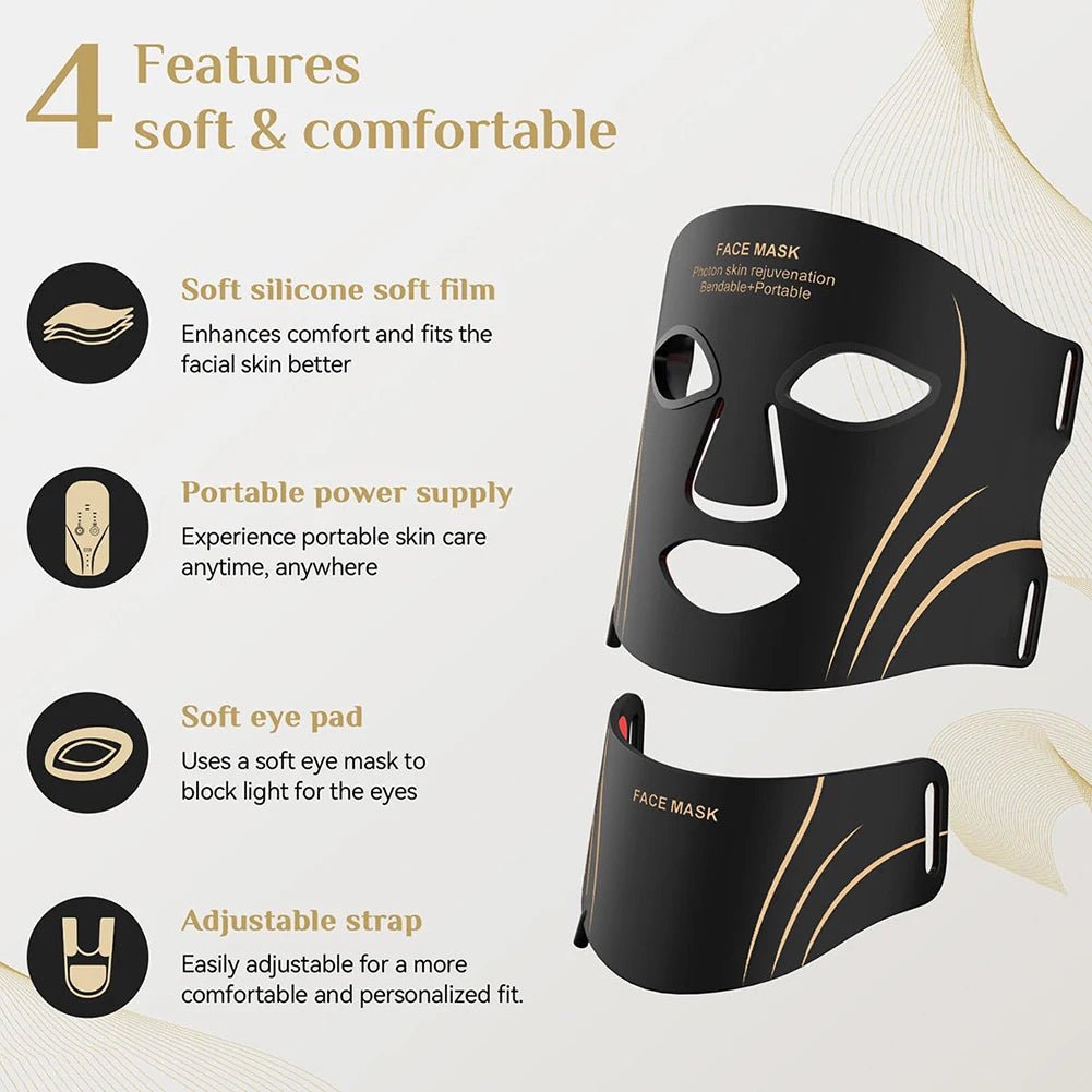 7 Color LED Face & Neck Mask – Flexible Silicone Light Therapy Skincare Set - ORYMERE