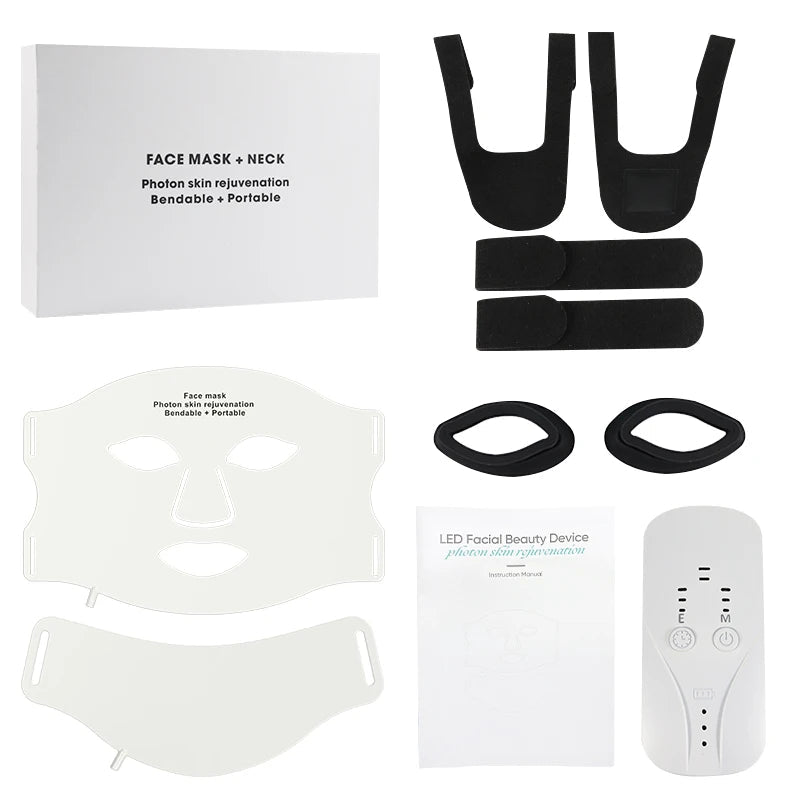 7 Color LED Face & Neck Mask – Flexible Silicone Light Therapy Skincare Set - ORYMERE