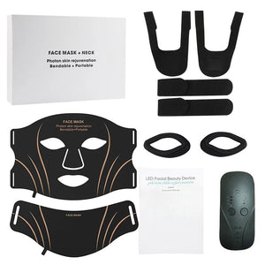 7 Color LED Face & Neck Mask – Flexible Silicone Light Therapy Skincare Set - ORYMERE