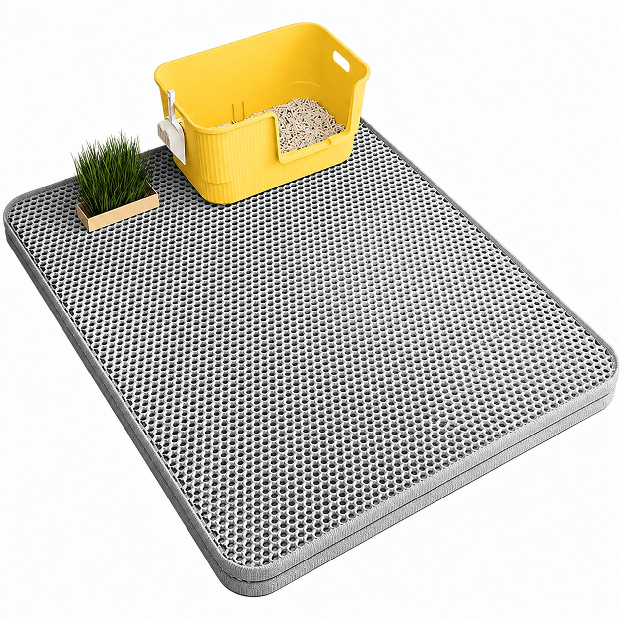 Cat Litter Trapping Mat with Dual-Layer Honeycomb Design