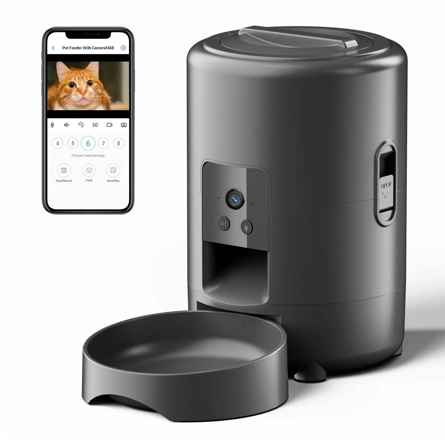 Automatic Pet Feeder with Camera, WiFi App Control & Timed Meals