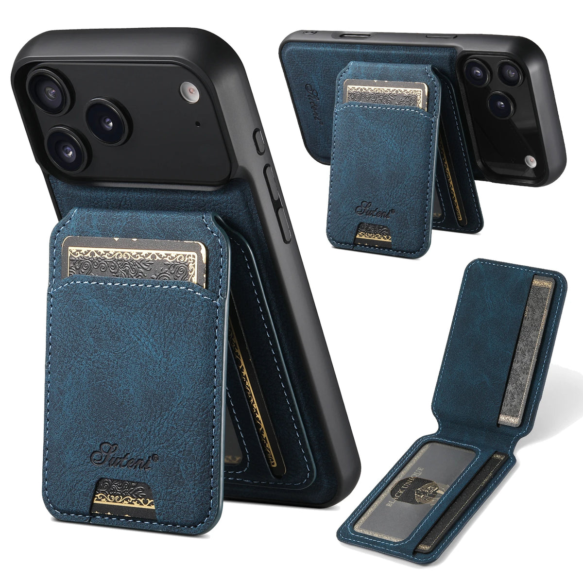 Magnetic Phone Case with Detachable Card Holder Wallet Stand