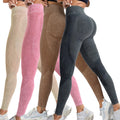 2 Pack Women's High Waisted Sexy Butt Lifting Seamless Solid Color Yoga Leggings Elastic And Breathable Fitness Sports Pants