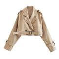 Women's Cropped Trench Coat with Belted Waist