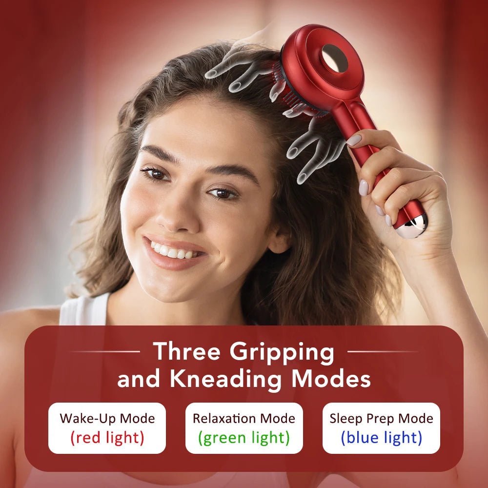 EMS Scalp Massager & Red Light Hair Comb – 3 Speed Electric Scalp Brush with Oil Applicator - ORYMERE