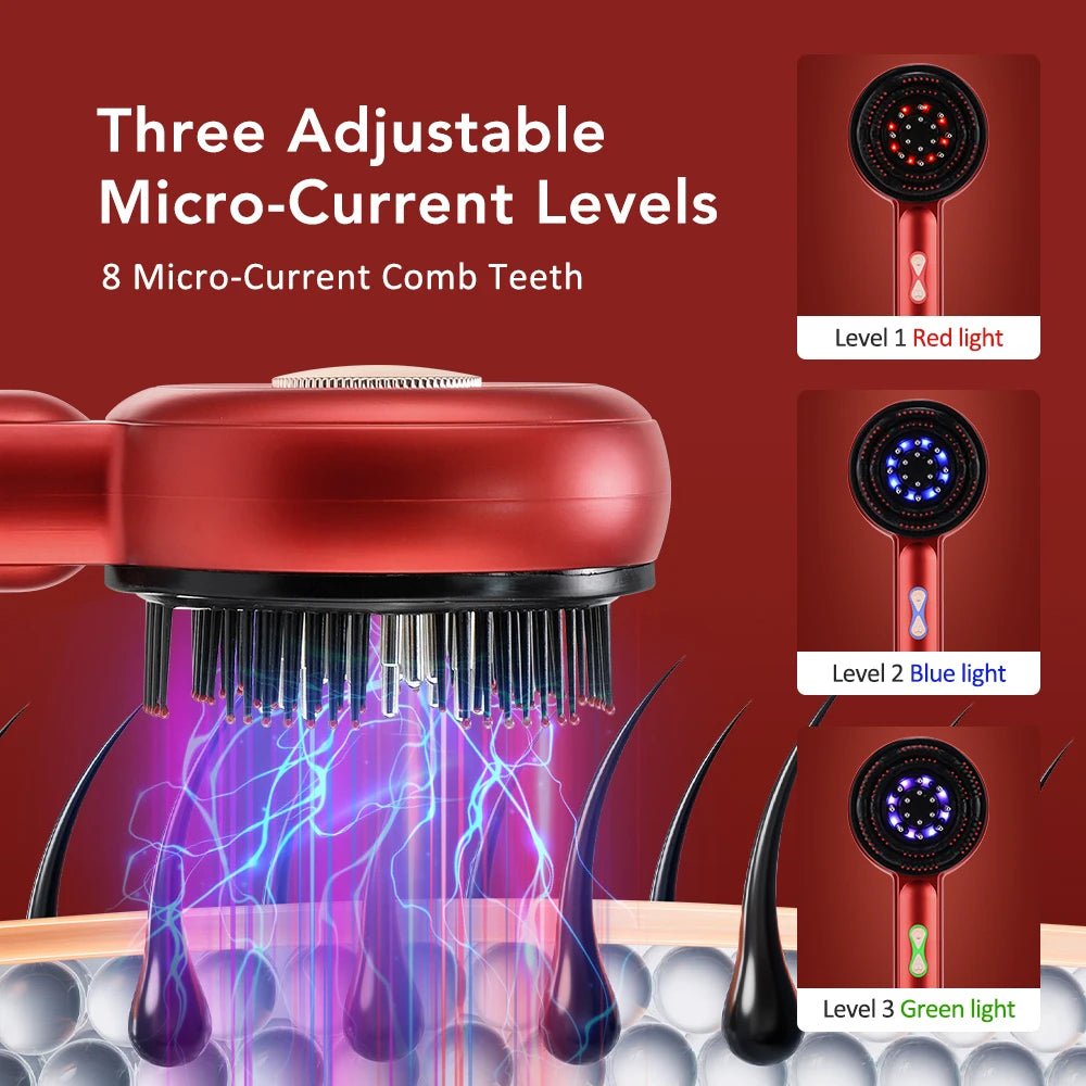 EMS Scalp Massager & Red Light Hair Comb – 3 Speed Electric Scalp Brush with Oil Applicator - ORYMERE
