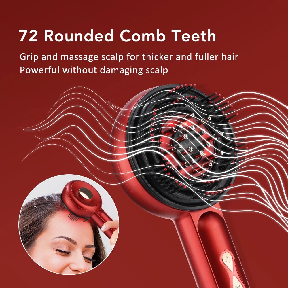 EMS Scalp Massager & Red Light Hair Comb – 3 Speed Electric Scalp Brush with Oil Applicator - ORYMERE