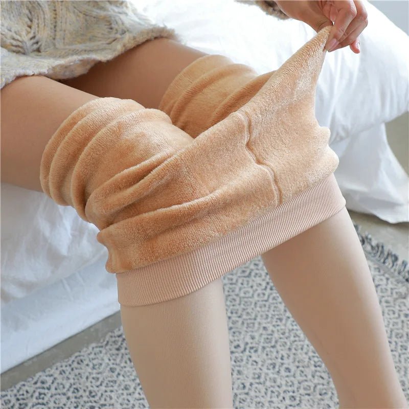Fleece Lined Thermal Pantyhose | Winter Fake Sheer Skin Tights - ORYMERE