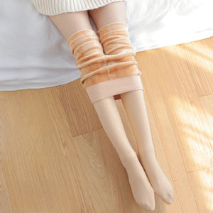 Fleece Lined Thermal Pantyhose | Winter Fake Sheer Skin Tights - ORYMERE