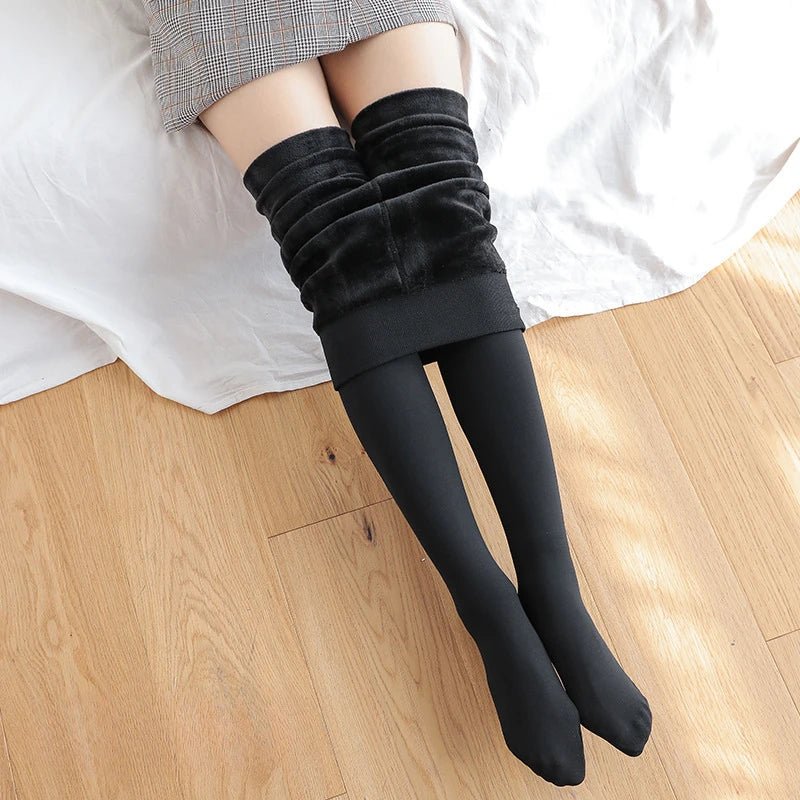 Fleece Lined Thermal Pantyhose | Winter Fake Sheer Skin Tights - ORYMERE