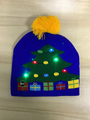 LED Knitted Christmas Beanie Hat | Light-Up Holiday Warm Cap - ORYMERE