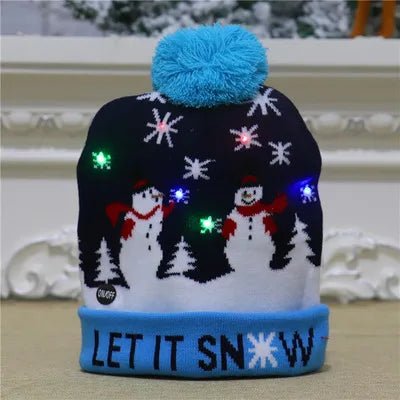 LED Knitted Christmas Beanie Hat | Light-Up Holiday Warm Cap - ORYMERE