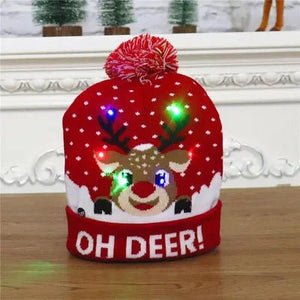 LED Knitted Christmas Beanie Hat | Light-Up Holiday Warm Cap - ORYMERE