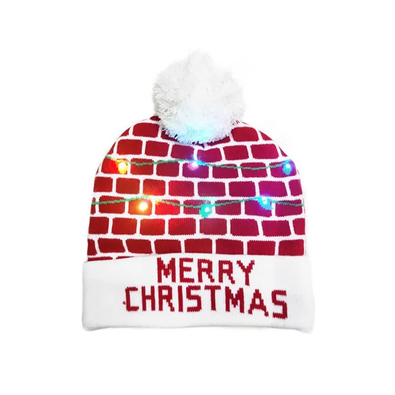 LED Knitted Christmas Beanie Hat | Light-Up Holiday Warm Cap - ORYMERE