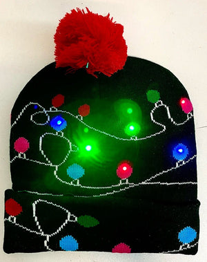 LED Knitted Christmas Beanie Hat | Light-Up Holiday Warm Cap - ORYMERE