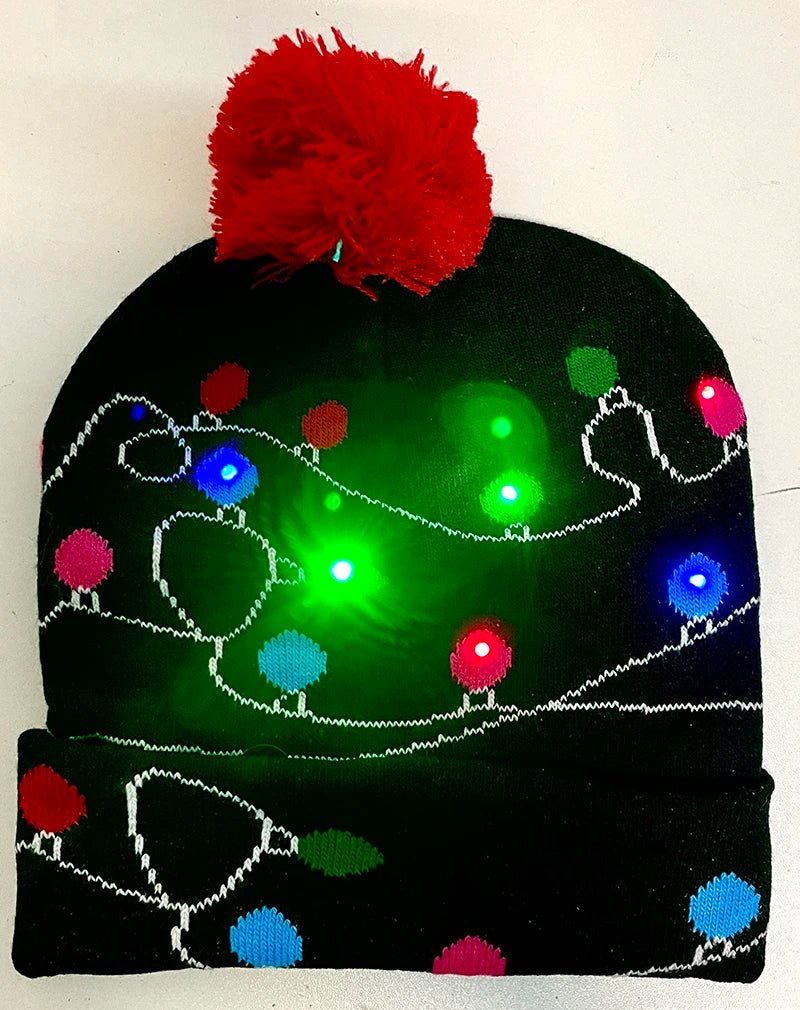 LED Knitted Christmas Beanie Hat | Light-Up Holiday Warm Cap - ORYMERE