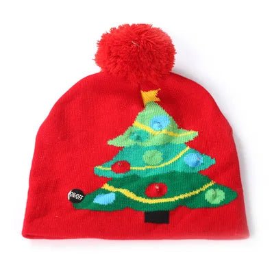 LED Knitted Christmas Beanie Hat | Light-Up Holiday Warm Cap - ORYMERE