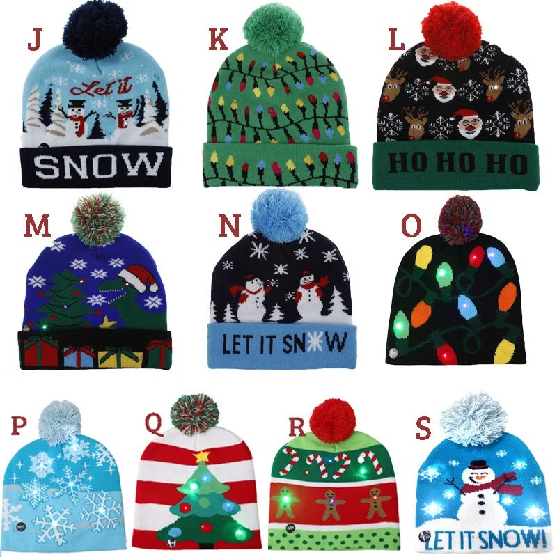 LED Knitted Christmas Beanie Hat | Light-Up Holiday Warm Cap - ORYMERE