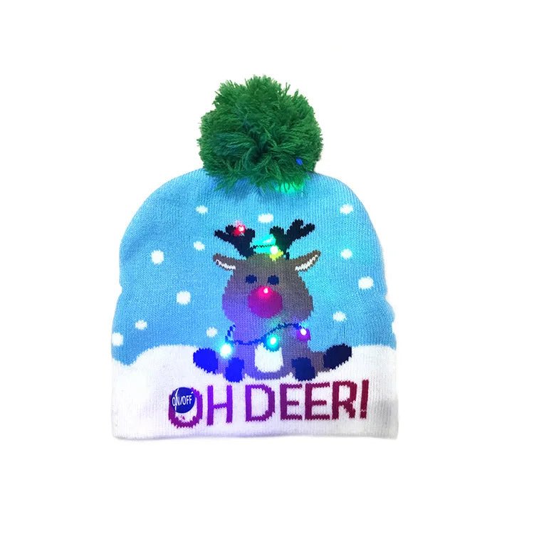LED Knitted Christmas Beanie Hat | Light-Up Holiday Warm Cap - ORYMERE