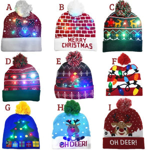LED Knitted Christmas Beanie Hat | Light-Up Holiday Warm Cap - ORYMERE