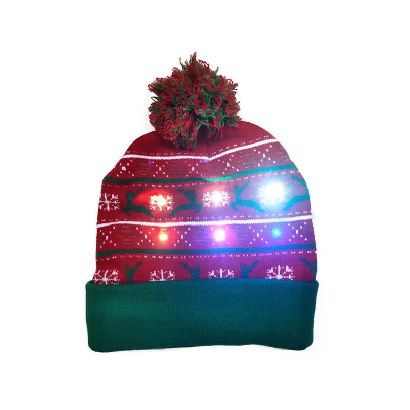 LED Knitted Christmas Beanie Hat | Light-Up Holiday Warm Cap - ORYMERE
