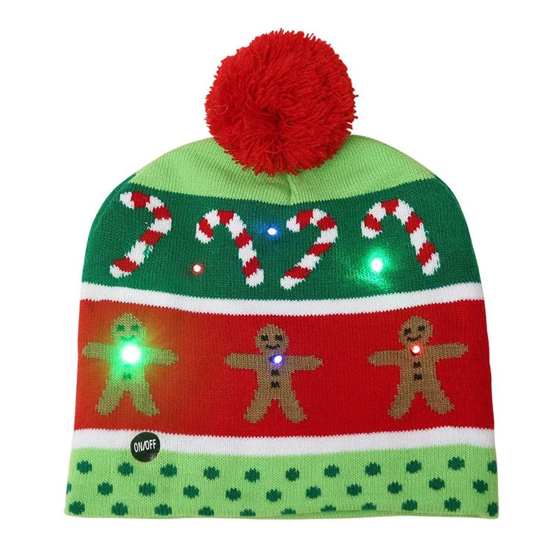 LED Knitted Christmas Beanie Hat | Light-Up Holiday Warm Cap - ORYMERE