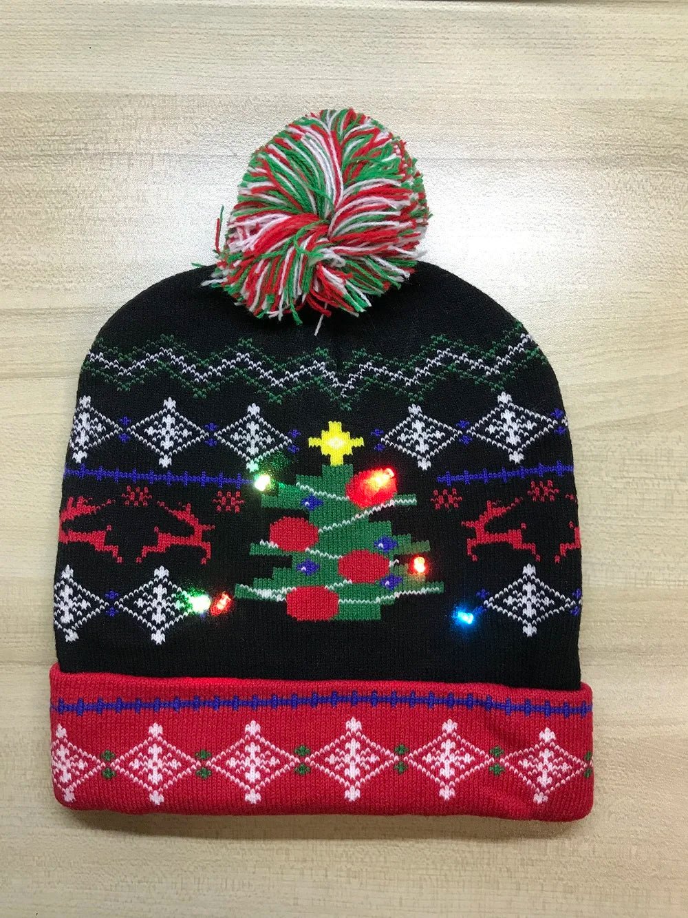 LED Knitted Christmas Beanie Hat | Light-Up Holiday Warm Cap - ORYMERE