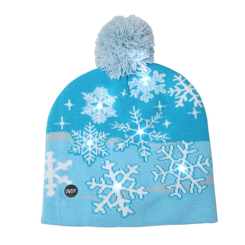 LED Knitted Christmas Beanie Hat | Light-Up Holiday Warm Cap - ORYMERE