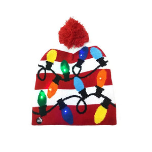 LED Knitted Christmas Beanie Hat | Light-Up Holiday Warm Cap - ORYMERE