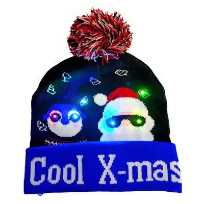 LED Knitted Christmas Beanie Hat | Light-Up Holiday Warm Cap - ORYMERE