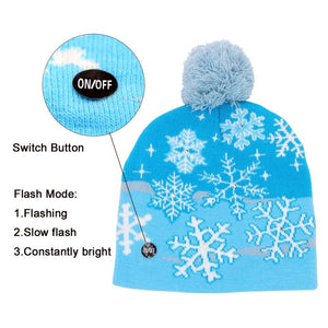 LED Knitted Christmas Beanie Hat | Light-Up Holiday Warm Cap - ORYMERE