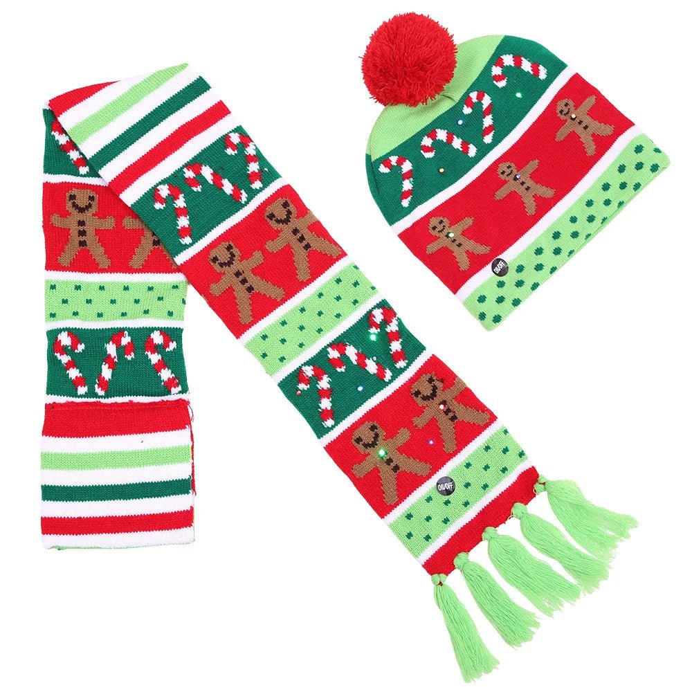 LED Knitted Christmas Beanie Hat | Light-Up Holiday Warm Cap - ORYMERE