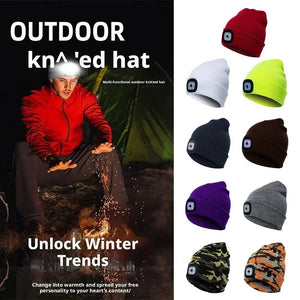 LED Lighted Beanie Hat | Unisex Winter Headlamp Cap for Running - ORYMERE
