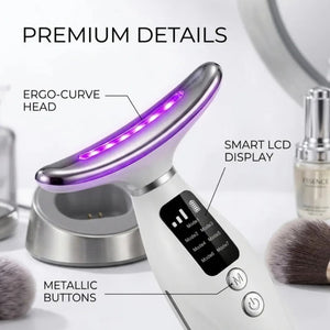 LED Neck & Face Massager – 7 Color Light, Heat & Vibration Skincare Beauty Device - ORYMERE