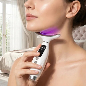 LED Neck & Face Massager – 7 Color Light, Heat & Vibration Skincare Beauty Device - ORYMERE