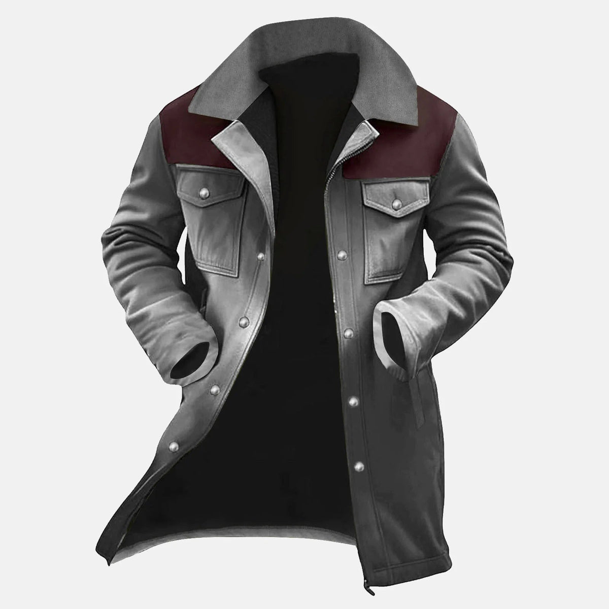 Men’s Long Trench Coat – Multi-Pocket Fleece Lined Vintage Casual Winter Overcoat - ORYMERE