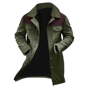 Men’s Long Trench Coat – Multi-Pocket Fleece Lined Vintage Casual Winter Overcoat - ORYMERE