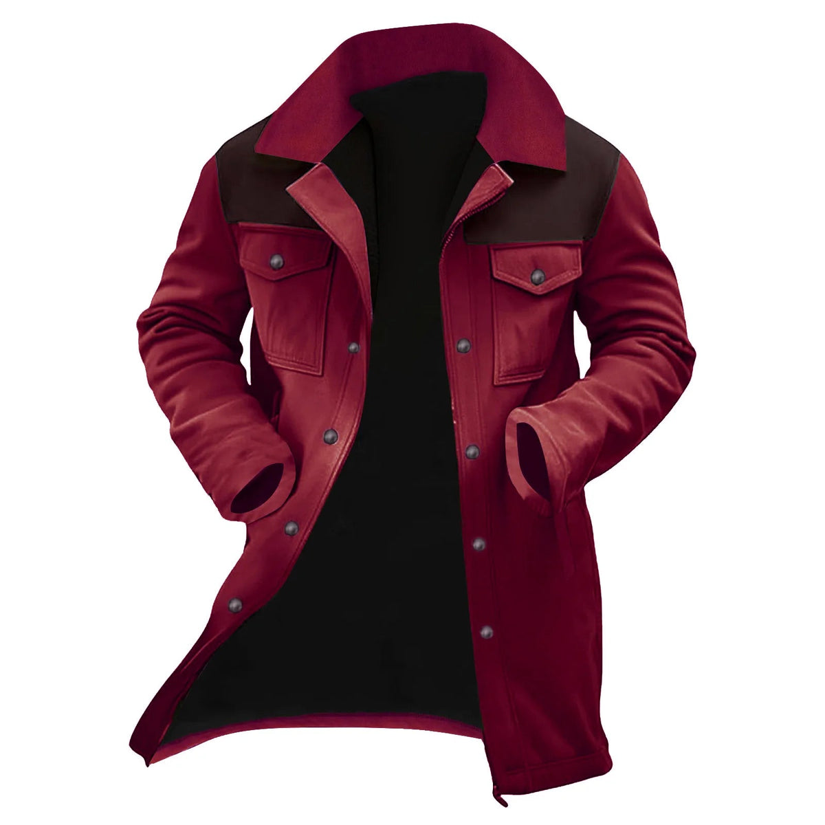 Men’s Long Trench Coat – Multi-Pocket Fleece Lined Vintage Casual Winter Overcoat - ORYMERE