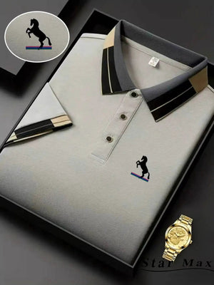 Men's Luxury Short Sleeve Polo Shirt | Horse Embroidery Milan Style - ORYMERE