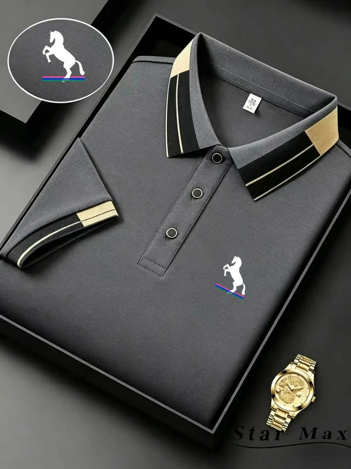 Men's Luxury Short Sleeve Polo Shirt | Horse Embroidery Milan Style - ORYMERE