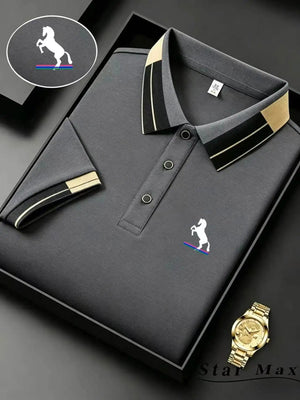 Men's Luxury Short Sleeve Polo Shirt | Horse Embroidery Milan Style - ORYMERE