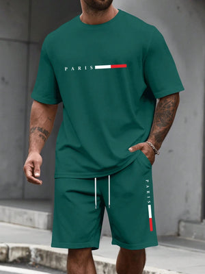 Men's Short Sleeve T-Shirt & Shorts Set | Summer Running Tracksuit - ORYMERE
