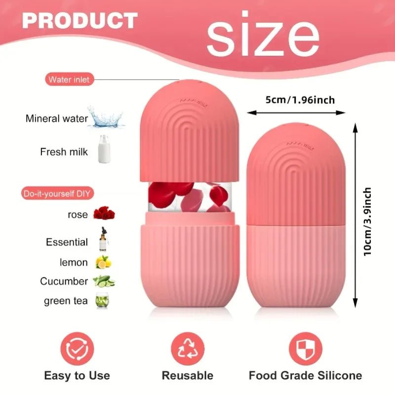 Pink Silicone Ice Roller for Face & Eyes – Reusable Cooling Facial Massager for Skincare - ORYMERE