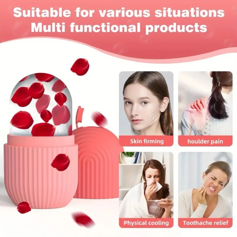 Pink Silicone Ice Roller for Face & Eyes – Reusable Cooling Facial Massager for Skincare - ORYMERE