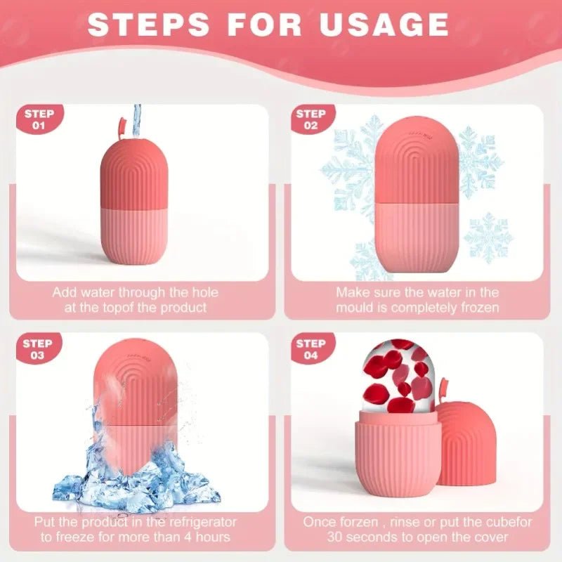 Pink Silicone Ice Roller for Face & Eyes – Reusable Cooling Facial Massager for Skincare - ORYMERE