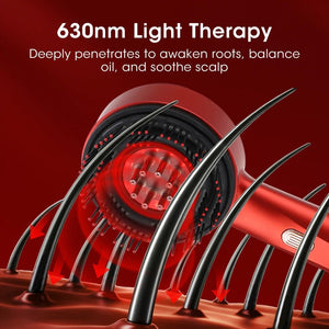 Red Light Scalp Massage Comb – Electric Kneading Hair Brush with 6ML Oil Applicator - ORYMERE