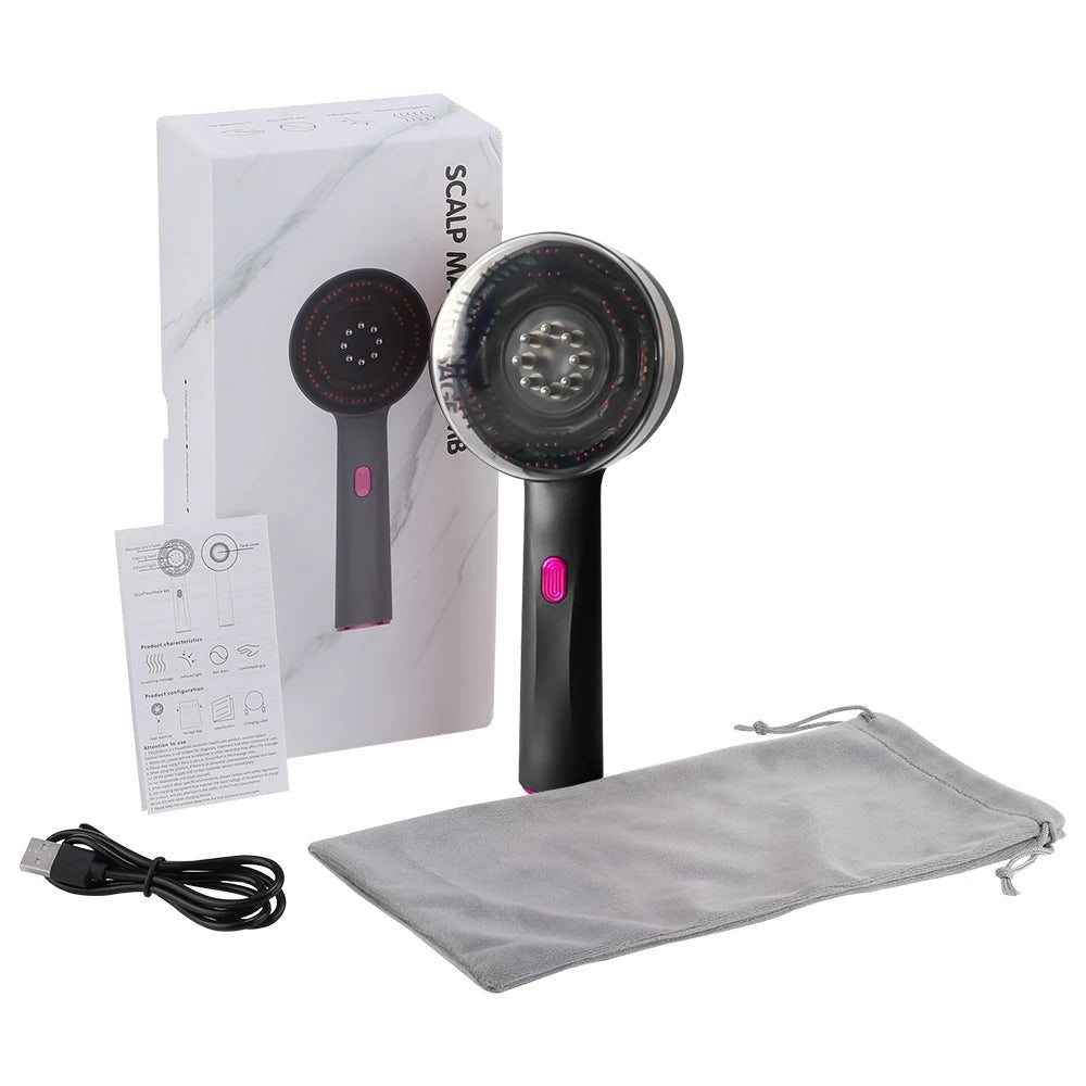 Red Light Scalp Massage Comb – Electric Kneading Hair Brush with 6ML Oil Applicator - ORYMERE