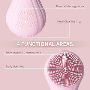 Sonic Facial Cleansing Brush – Waterproof Rechargeable Silicone Face Scrubber with Heat & 6 Speeds - ORYMERE
