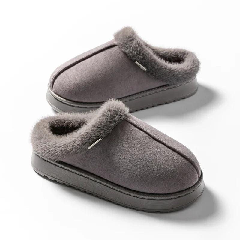 Women’s Fluffy Winter Slippers – Warm Faux Suede House Shoes with Thick EVA Sole - ORYMERE